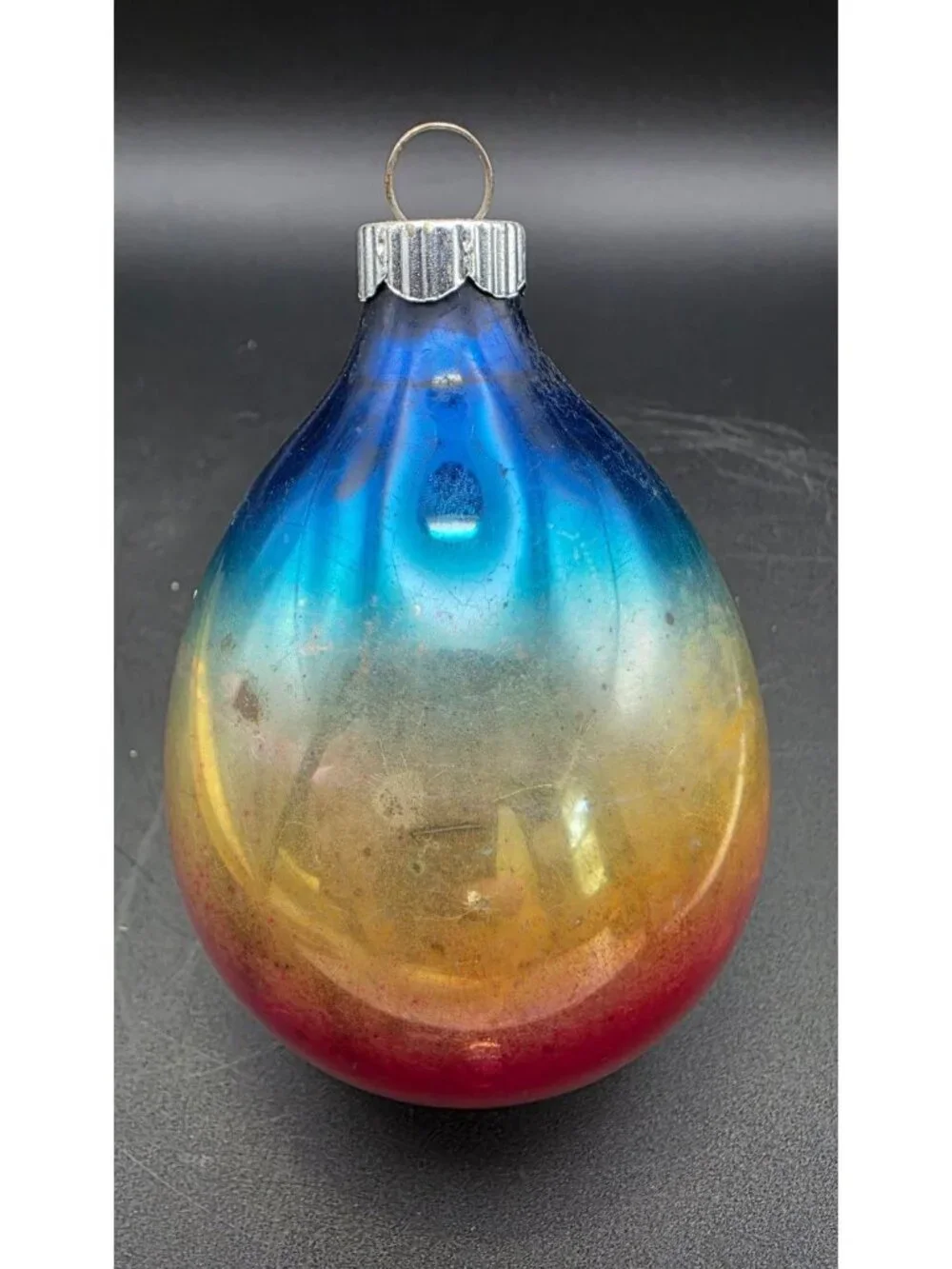 Vintage MCM Shiny Brite Ombre Tear Drop Mercury Glass Christmas Ornament